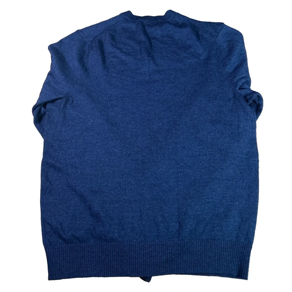 Banana Republic Sweater Men's M Blue Extra Fine Merino Wool V Neck Pullover